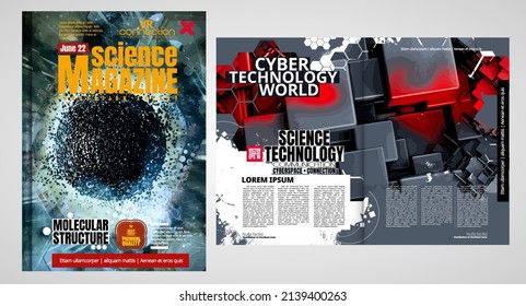Science and technology cover magazine. Layout illustration modern background