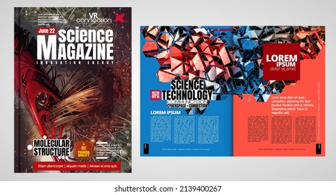 Science and technology cover magazine. Layout illustration modern background