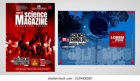 Science and technology cover magazine. Layout illustration modern background