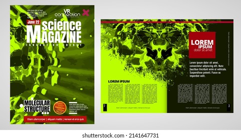 Science and technology cover magazine. Layout illustration modern background. 