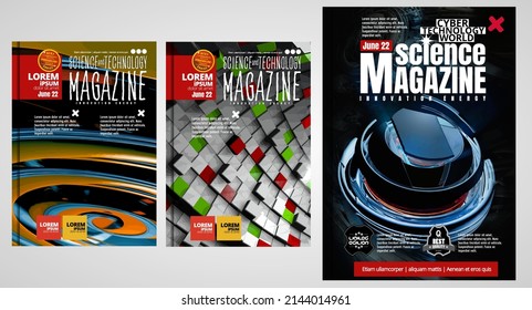 Science and technology cover magazine. Layout illustration modern background