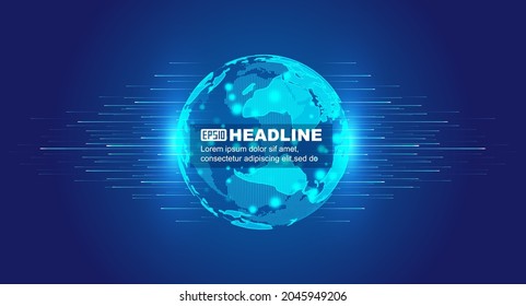 Science and technology Earth emits luminous lines globalization international science and technology background.