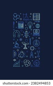 Science, Technology, Engineering and Math - STEM vector thin line vertical concept blue modern banner