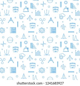 Science Technology Engineering Math Vector Seamless Pattern Made With STEM Blue Linear Icons