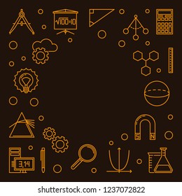 Science, Technology, Engineering and Mathematics frame on dark background. Vector STEM concept illustration or banner