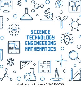 Science, Technology, Engineering and Mathematics vector concept frame or illustration in thin line style