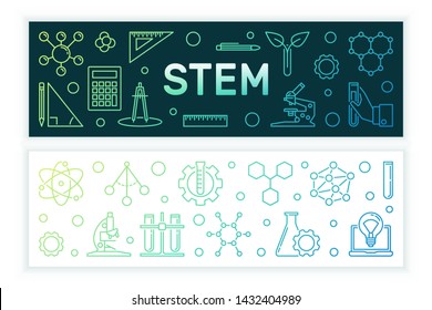 Science, Technology, Engineering and Mathematics vector concept linear colored banners