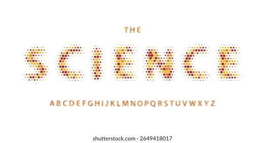 Fonte de tecnologia científica, alfabeto futurista para manchete científica, logotipo de produto digital médico, tipografia de dispositivo de exibição, design tipográfico da interface do usuário do aplicativo. Tipo de vetor moderno.