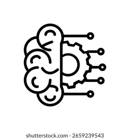 Science Technology, Human Brain Pictogram Collection and AI.Editable Strokes. Isolated Vector Illustration