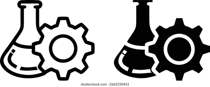 Science Technology Icon Vektor, Laborflasche Gear Symbol, Engineering Innovation Illustration