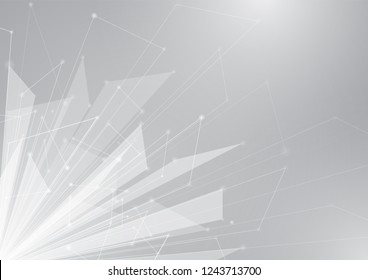 Science Technology Light Gray Background Design. Abstract Glow White Gray Modern Template For Powerpoint Cover Or Web Design, Illustration Vector.