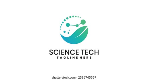 Science and technology logo design with gradient green color scheme