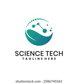 Science and technology logo design with gradient green color scheme