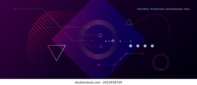 Science Technology New knowledge News Dark retro futuristic cyberpunk elements abstraction background synthwave vaporwave retrowave glitch circle