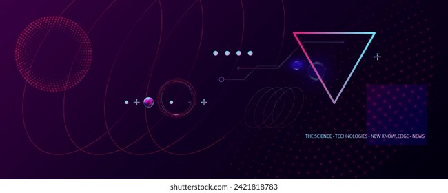 Science Technology New knowledge News Dark retro futuristic cyberpunk elements abstraction background synthwave vaporwave retrowave glitch circle