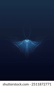 Las figuras voladoras abstractas de los sentidos de la Ciencia y la tecnología están compuestas de partículas luminosas