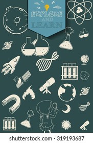Science and technology symbols  illustration
