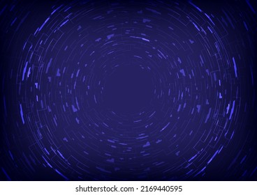 science and technology tunnel of cyberspace with particles. HUD circle on grey screen. Infinity portal, gate and teleportation. Futureistic geometric shape abstract background