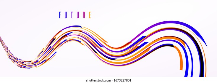 Science or technology vector abstract background, 3D dynamic lines in motion design element, futuristic template for ads or poster or cover. Futuristic design.