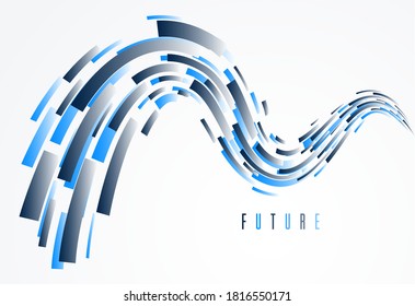 Science or technology vector abstract background, 3D dynamic lines in motion design element, futuristic template for ads or poster or cover. Futuristic design.