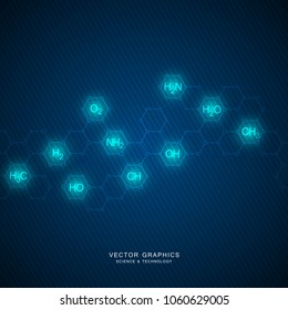 Science and technology vector background with chemical formulas