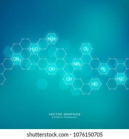 Science and technology vector background with chemical formulas