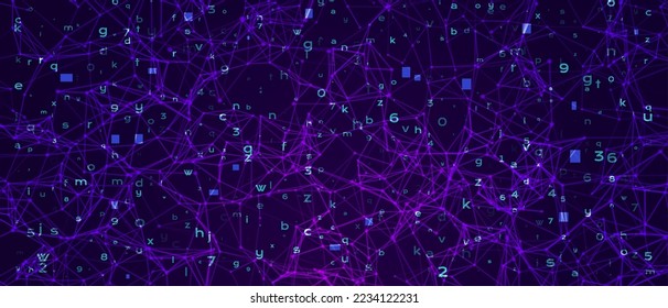 Science technology vector background. Data stream grid
