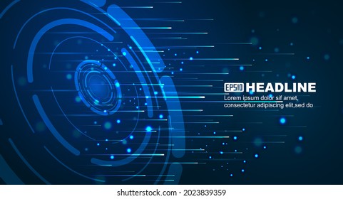 Science and Technology A vector background of high-speed luminous lines emitted by a circular turntable