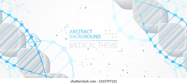 Science template, abstract background with a 3D DNA molecules. Vector illustration.