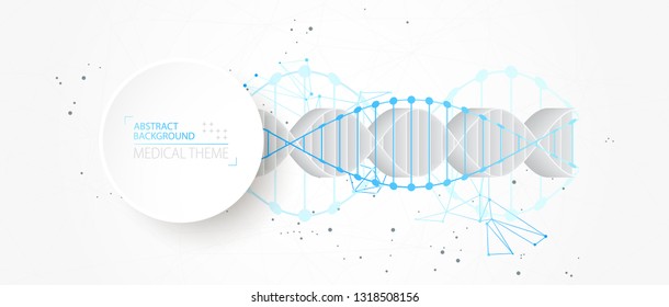 Science template, abstract background with a 3D DNA molecules. Vector illustration.