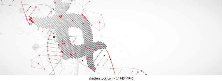 Science template, abstract background with a 3D DNA molecules. Vector illustration.