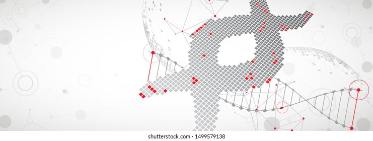 Science template, abstract background with a 3D DNA molecules. Vector illustration.
