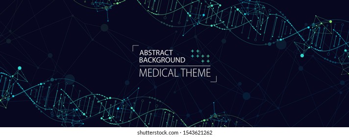 Science template, abstract background with a 3D DNA molecules. Vector illustration.