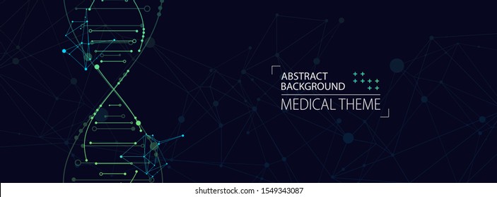 Science template, abstract background with a 3D DNA molecules. Vector illustration.