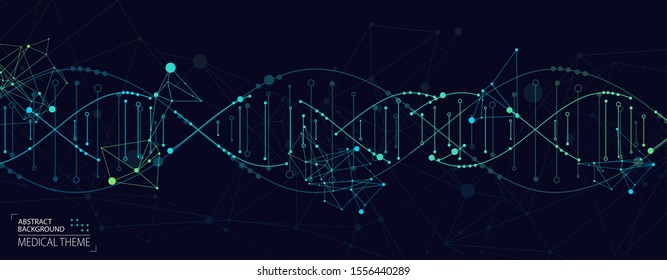 Science template, abstract background with a 3D DNA molecules. Vector illustration.