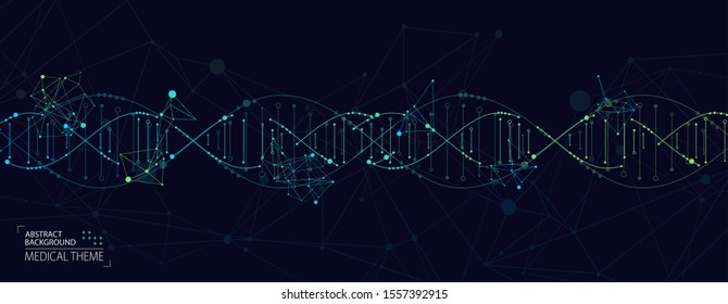 Science template, abstract background with a 3D DNA molecules. Vector illustration.