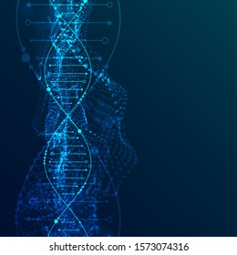 Science Template, Abstract Background With A DNA Molecules. Vector Illustration.