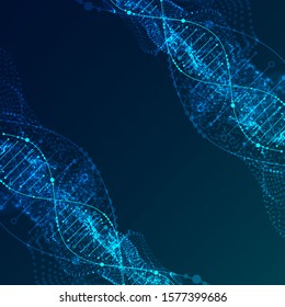 Plantilla de ciencia, fondo abstracto con moléculas de ADN. Ilustración vectorial.