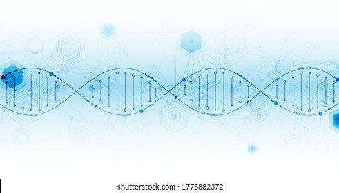 Science template, abstract background with a DNA molecules. Vector illustration.