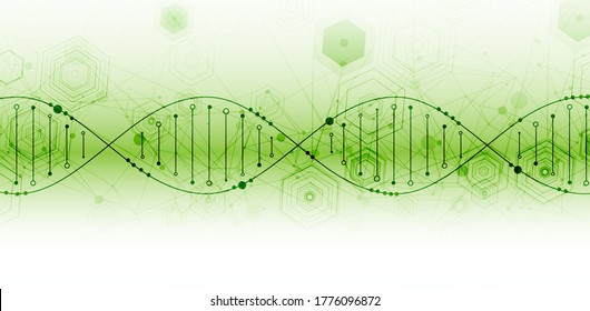 Plantilla de ciencia, fondo abstracto con moléculas de ADN. Ilustración vectorial.