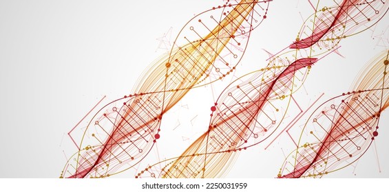 Science template, abstract background with a DNA molecules. Vector illustration.