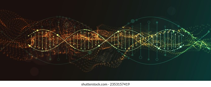 Wissenschaftsvorlage, abstrakter Hintergrund mit DNA-Molekülen. Vektorgrafik.