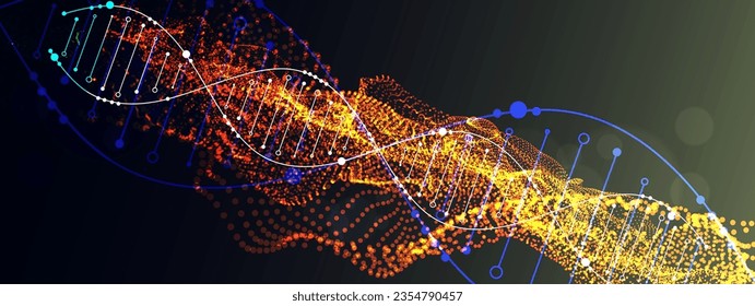Plantilla de ciencia, fondo abstracto con moléculas de ADN. Ilustración vectorial.
