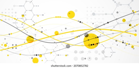 Science template. Background with lines of different colors with abstract elements. Vector illustration