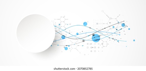 Science template. Background with lines of different colors with abstract elements. Vector illustration