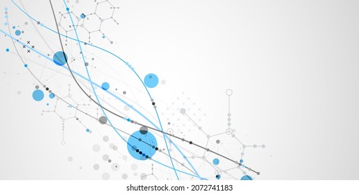 Science template. Background with lines of different colors with abstract elements. Vector illustration
