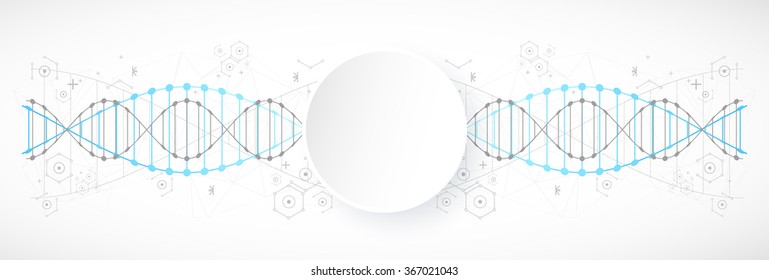 Science template, blue wallpaper or banner with a DNA molecules. Vector illustration.