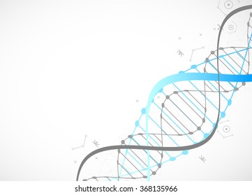 Science template, blue wallpaper or banner with a DNA molecules. Vector illustration.