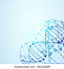 Science template, DNA molecules background. Vector illustration.