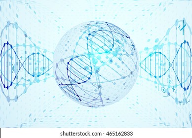 Science template, DNA molecules background. Vector illustration.